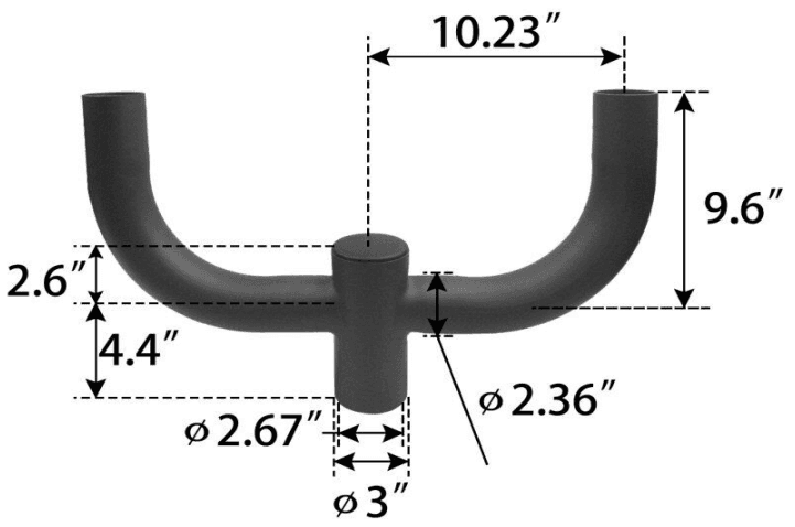 Discontinued Item- LIQUIDATION  - Limited 30-day Warranty   Bullhorn Adapter fits  3in pole (2) 2-3  8in arms bronze finish
