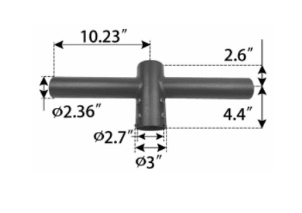 Discontinued Item- LIQUIDATION  - Limited 30-day Warranty   Straight Horn Adapter fits 3in pole (2) 2-3  8in arm 180 degrees configuration bronze finish
