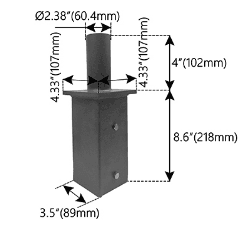 Discontinued Item- LIQUIDATION  - Limited 30-day Warranty   Vertical Tenon Reducer fits  4in square pole reduces to 2-3  8thin tenon bronze finish