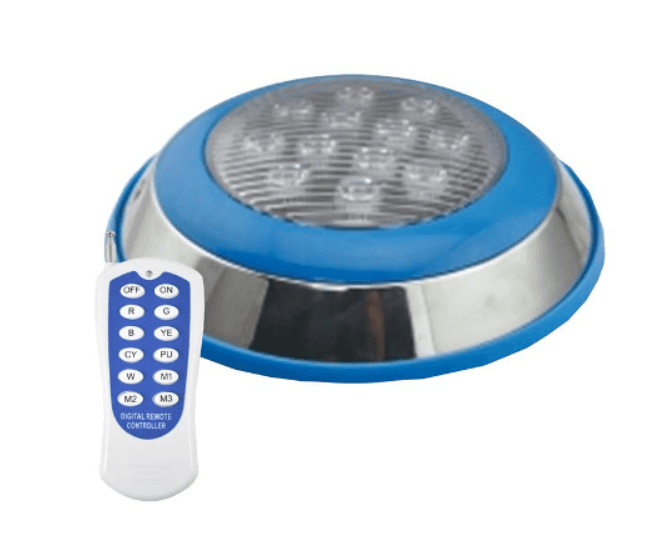 Discontinued Item- 11in 24watt Swiming pool light 24VAC  DC RGB remote control 125ft IP68 50ft Cable stainless steel casing