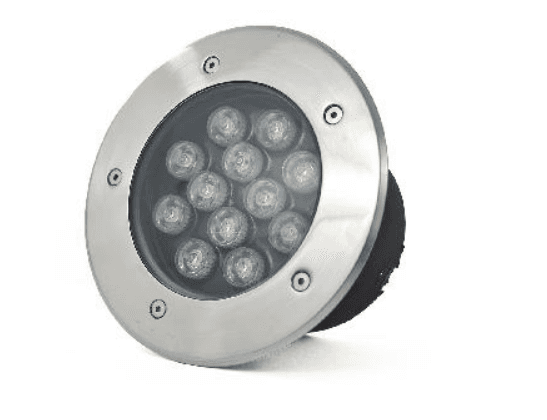 Discontinued Item- FINAL SALE - Limited 30-day Warranty- Price Drop  40%-Underground LED light Round 12watt  12VDC Day white 4000K 30 degrees Size 180x95mm IP65 202 Stainless steel + Aluminum Wire 0.4M