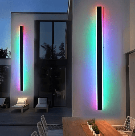 BARON LED Wall Light Power 40W 4000LM Input Voltage AC90-265V Color Temperature: RGBIC+3CCT Size 1800x80x40mm(6ft) IP65 waterproof Material Iron+Acrylic with UL mean well driver Connection Mothod: WIFI+B+2.4G 2 Yrs Wrnty