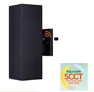 12'' Up and Down Photocell WallSconce 24W(12W*2),AC100- 277V, 5CCT Selectable &Photocell Sensor,IP65 2000LM, CRI 82, Size:90*90*300mm,Aluminum&Steel, ETL Listed