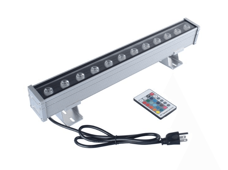 Discontinued Item- LED RGB Wall Washer 54watt  AC100-265V RGB 3in1 Size  20inx2inx2in IP65 LED Chips  12 x 3W Aluminum 3m outlet cable RF Remote included