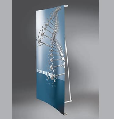 L-Type Banner Stand Display, 36 in. W x 70 in. H, Discontinued