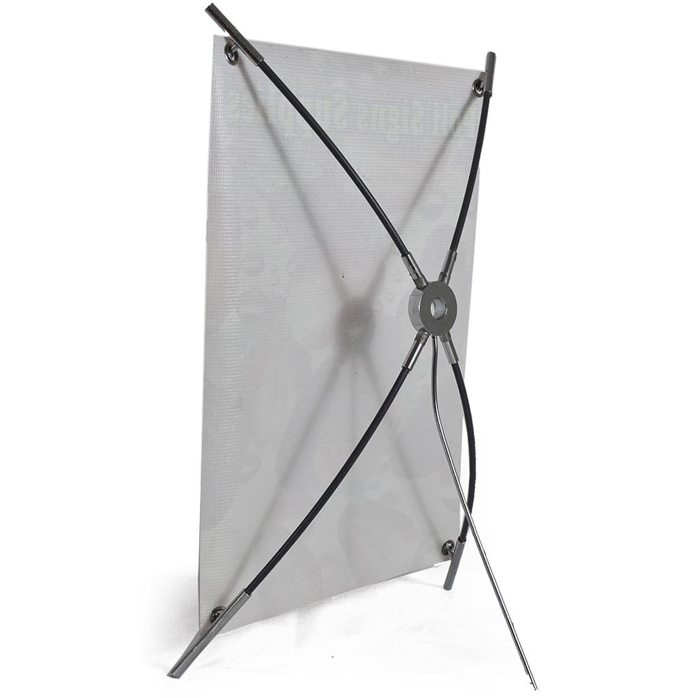 Discontinued Item- Mini X Type Banner Display 10inx15in Circle Metal Base