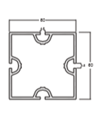 Discontinued Item- Aluminum square pole 4 sides ditch (L)3.05mX(W)6cm