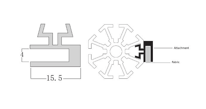 Tradeshow profile converter to use w/ SEG, single side,  (L)3-3.05m/ 10'