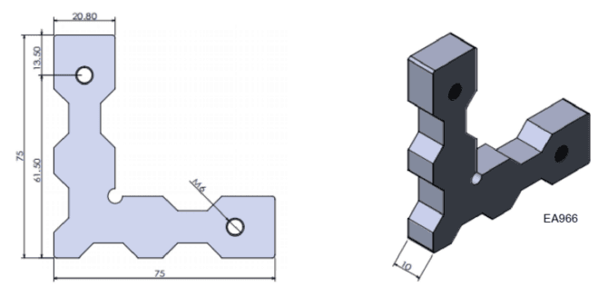 90 degree small connector corner for FE systems