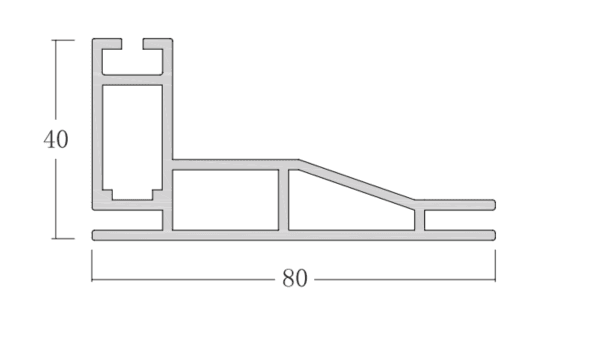 Aluminum single side fabric system  size: 40*80mm (L)3m = 118.11in