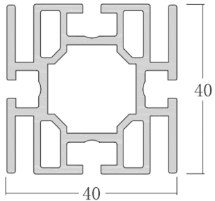 Aluminum square extrusion, double side fabric system (L)3m, size: 40*40mm