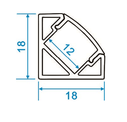 Discontinued Item- Corner - W 18mmxH 18mmxL 6.5ft  98in InnerW 12mm