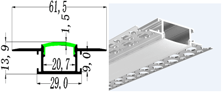 LDW Drywall Series, 0.8", Silver, H:14mm, IW:20.5mm, OW61.5mm,  L:9.84'/ 118" (3 m)
