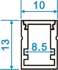 Surface Mount Aluminum LED Profile Channel, 10mm x 13mm, Anodized Silver, Lengths to 13.2 ft