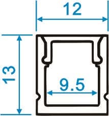 Surface Mount - W:12mm*H:13mm*L:8.2'/98" (2.5 m), InnerW:9.5mm