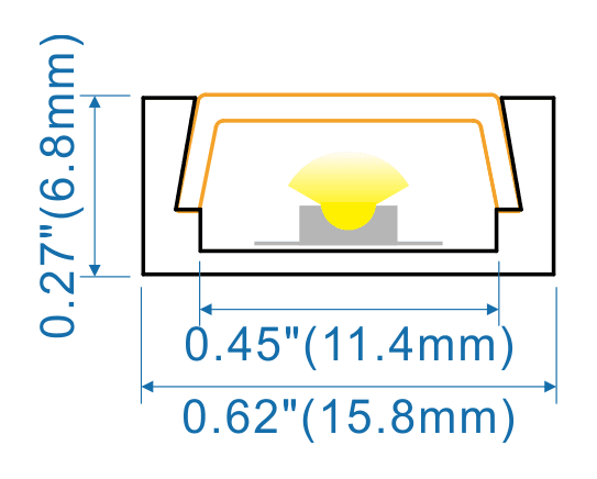 Black Surface - W:15.8mm*H:6mm*L:9.84'/118"(3m), InnerW:11.2mm