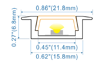Black Anodized Aluminum LED Channel Profile, 2500mm Length, 22x7mm Cross-Section