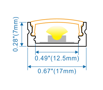 Black Surface - W:17mm*H:7mm*L:9.8'/118"(3m), InnerW:12.5mm