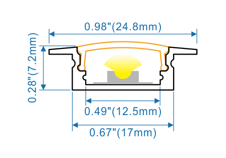 Black Surface Wing - W:17mm*H:7mm*L:9.8'/118"(3m), InnerW:12.5mm