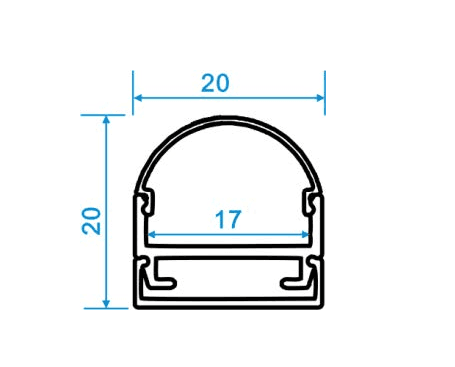 Discontinued Item- Round Surface - W 20mmxH 20mmxL 6.5ft  79in (2 m) InnerW 17mm