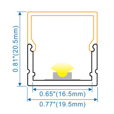 Black Square Surface - W:20mm*H:20mm*L:9.8'/118"(3m), InnerW:17mm