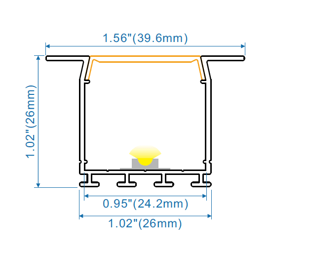 Discontinued Item- Recessed Mount - W 26mmxH 26mmxL 8.2ft  98in InnerW 24mm