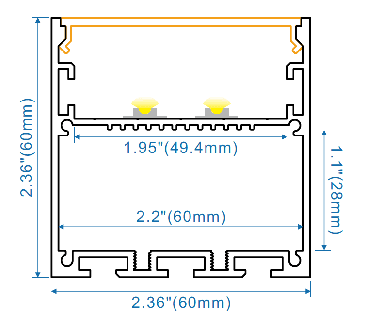 Discontinued Item- LIQUIDATION  - Limited 30-day Warranty Surface  Hanging Mount - W 60mmxH 60mmxL 8.2ft  98in InnerW 45mm