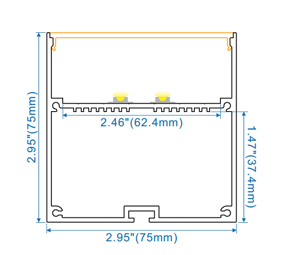 LIQUIDATION SALE - Limited 30-day Warranty   Surface Hanging- W:75mm*H:75mm*L:8.2ft/98in