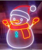 Snowman Christmas Neon Sign, 12 V, IP44, 100 x 80 cm Mirror Acrylic and PVC Backboard