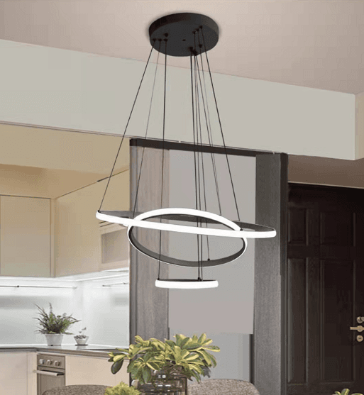 FINAL SALE - Limited 30-day Warranty- Price Drop  30%-LED chandelier ring light  outer ring lighting  36w+24+12watts  smd2835  product diamater:570mm+380mm+190mm (22.5+15+7.5inches)  black housing  input: 85-265Vac  3240lm+2160lm+1080lm  90lm/w