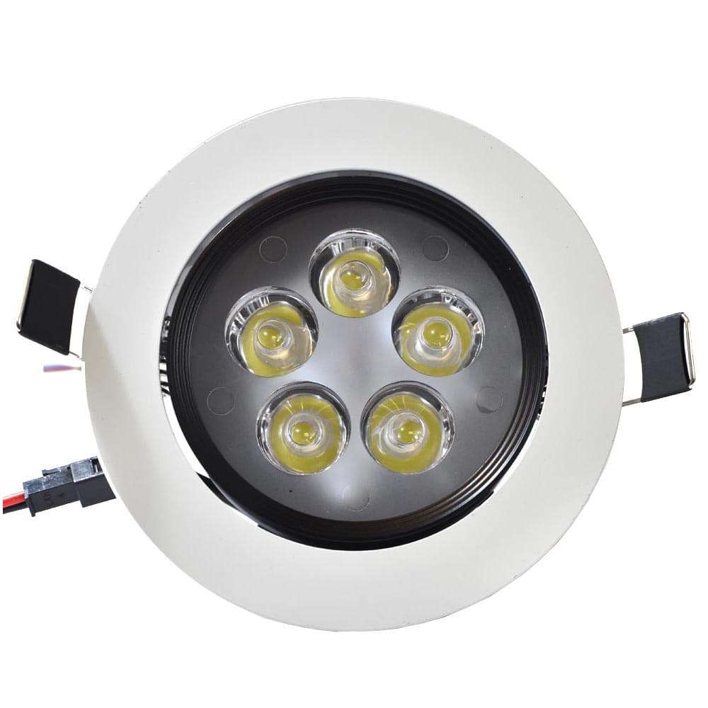 FINAL SALE - Limited 30-day Warranty- Price Drop  20% LED adjustable angle ceiling spot light  triac dimmable  85to 260VAC/5x1watt  Dia.4 1/4in/Cutout 3 1/2in  White  PF>0.9  80-85lm/w  Alumiunm