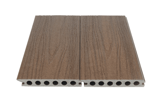 WPC Co-Extruded No-Gap Decking Board, 144 x 5.7 x 0.9 In., Walnut Finish, Waterproof