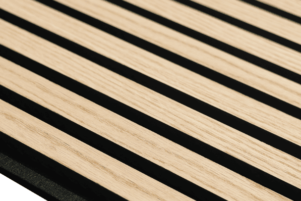 Acoustic Wood Slat Panel, Natural White Oak, 2400 x 600 x 21 mm, MDF with Veneer