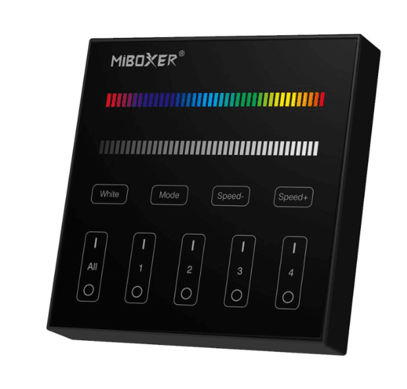 RF Touch Panel Wall Remote, 4-Channel 4-Zone Control, 2.4GHz GFSK, Battery-Powered