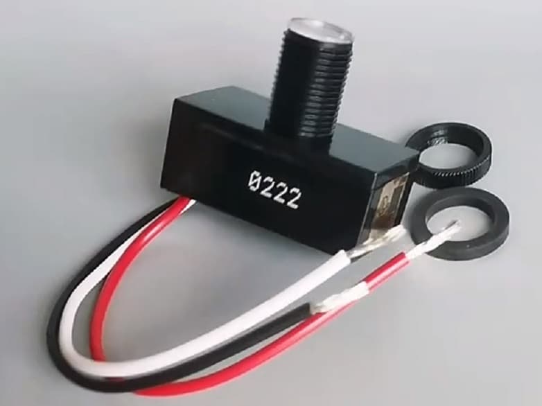 Dusk-to-Dawn Photocell Light Sensor, 120V, 5 3/8" Mount, 4" Wire Lead