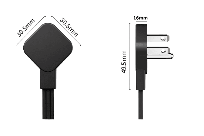 Black 3-Prong Flat Plug AC Power Cord, SJT 3x14 AWG, 125V 15A, 59 in.