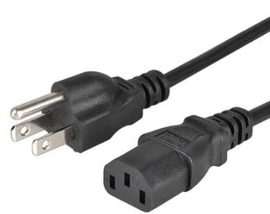 3-Prong AC Power Cord, 5 ft, 18 AWG 3-Conductor, US Plug for PC, Monitor and Printer