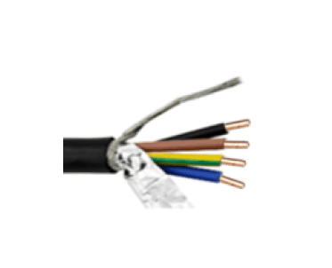 RVVP, shielded flexible solid cable, 4C*18AWG(34/0.16)+AL+21/0.16  OD:7.0, package 50ft (15.5m)/roll, black, green, red, blue with reel,  Black color sleeve, price/roll