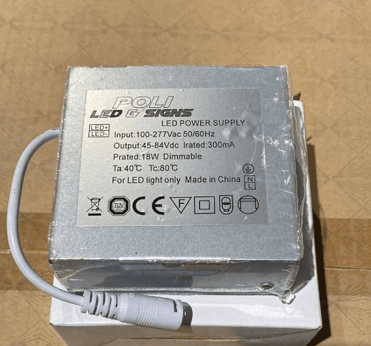 Discontinued Item- For A-GL Series Ceiling light led driver metal box 18watt    with jack (FEMALE)