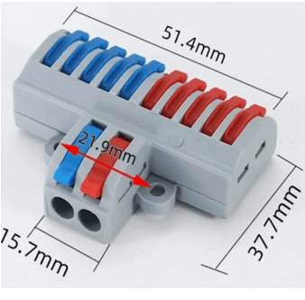 Press-On Wire Connector, 2-10 Port, 400V 32A, 20-10 AWG Input, Polycarbonate Housing