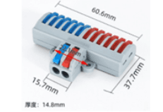Press-On Wire Connector, 2–12 Port, 400V 32A, 10–28AWG Input/Output