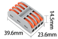 Press-On Wire Connector, 4-Port, 250V 32A, 10-28AWG Input / 12-28AWG Output