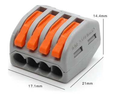4-Port Press-On Wire Connector, #18-12 AWG, 250V 32A, -40°F to 221°F