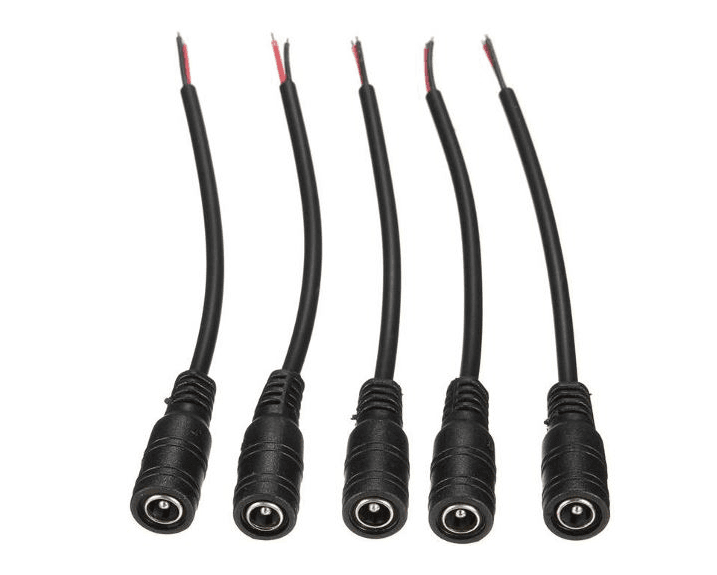 DC 5.5mm female jack with 5" cable (#22AWG) |SOLD PER UNIT