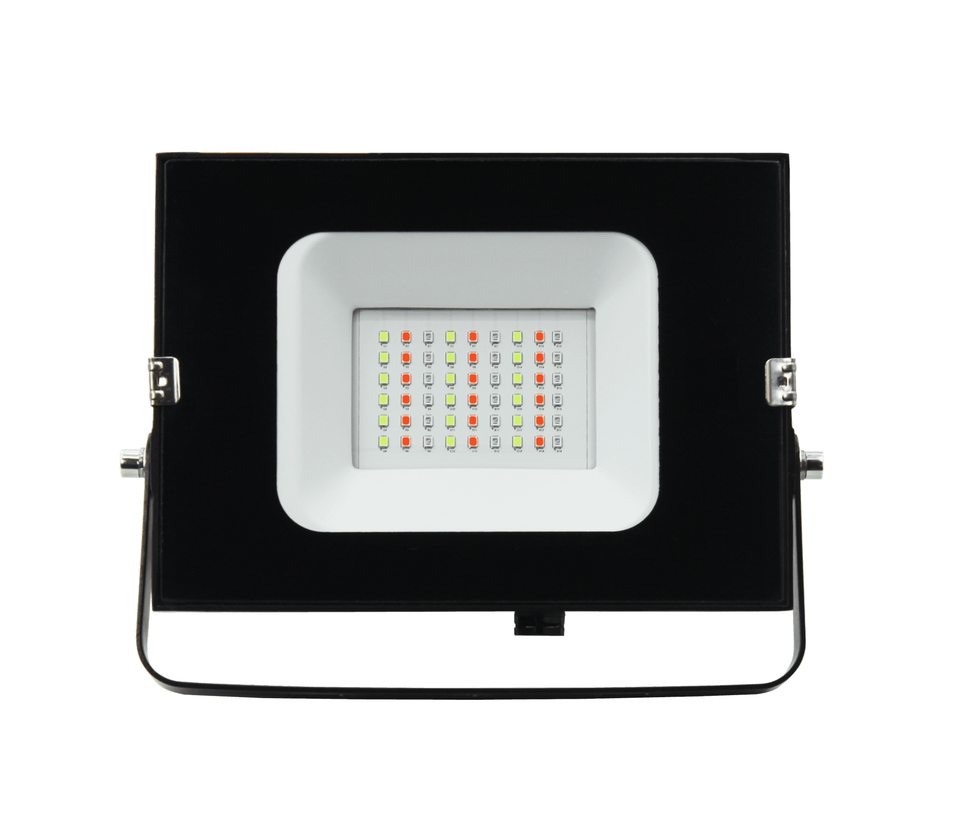 Lumipro RGB LED flood light, IP66, 40W, 2400lm RGB, 100~277VAC, RGB, with RF remote controller, 1.2M cable with US plug, ETL Listed, Die casting aluminum body, with tempered glass lens, Product Dimension: L200*W145*H28.5, 5 Year Warranty No batteries.