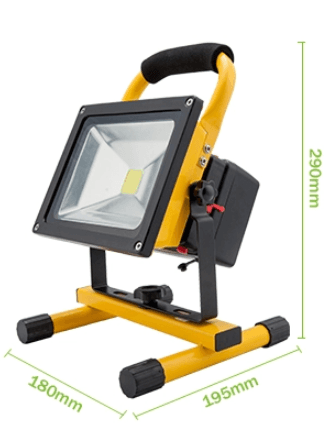 FINAL SALE - Limited 30-day Warranty- Price Drop 50%-  Rechargeable Flood Light   20W  120 Beam Angle   Battery Sepcs: 18650  Lithium Battery  8.4V  2200mA  4 (interior) Batteries/ flood light  Dimensions: 16cmx18.40cmx29.80cm Weight: 1.5KG  Lighting