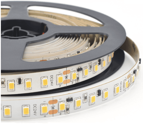 Discontinued Item- CRI 97 Series LED Strip Light 360lm  m 3000K 24VDC 60 chips  m 4.8w  m IP20 SMD2835 2OZ FPC-8mm PCB 3M Adhesive Backing 5m  roll CE RoHS UL Listed 3 yr warranty
