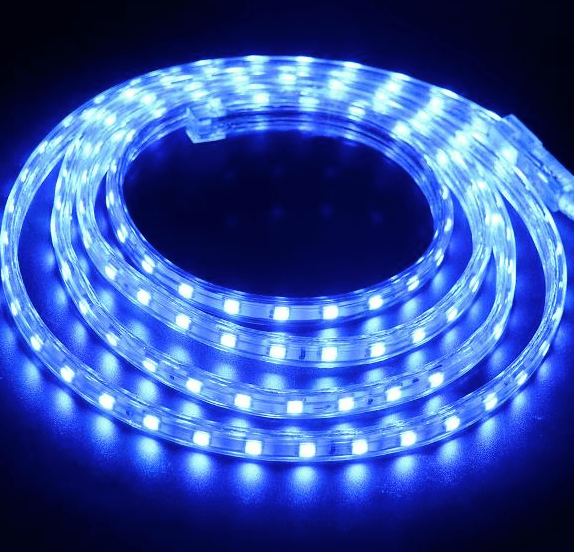 Discontinued Item- 9.5mm pin 14.5x7.5mm LED Rope Light 50m 110VAC Red 8W  meter 22lm  chip 60 chip  meter IP67 1 yr warranty PVC coating sold by meter