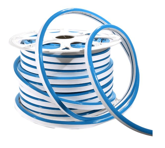 Flexible LED Neon Strip, Blue, 120V, 8W/yd, IP65, 50-Yard Roll