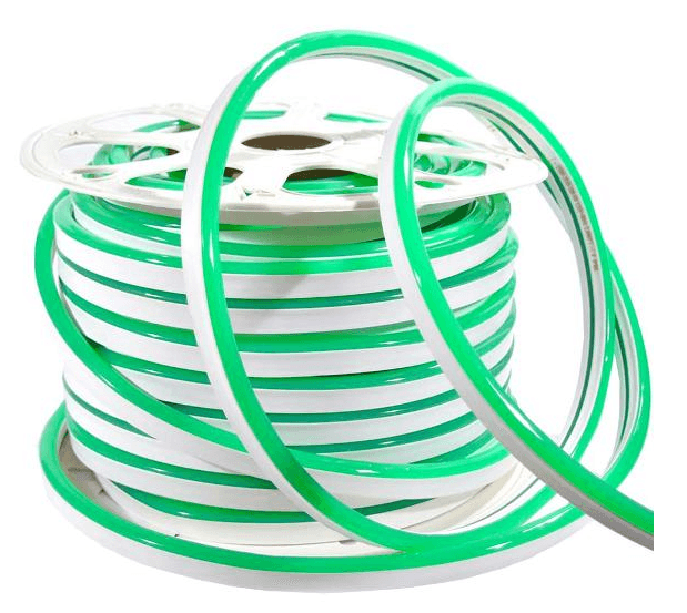 Flexible LED Neon Strip, Green, 120V, 8W/yd, IP65, 50-Yard Roll